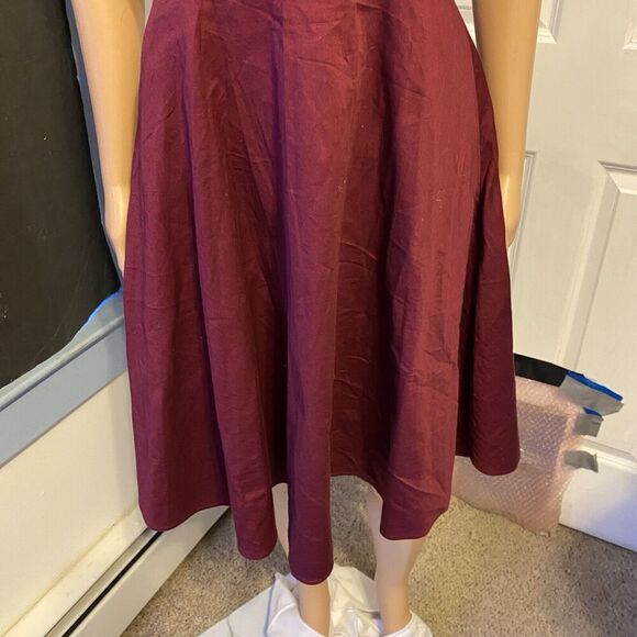 VTG 1980s Dressystar Milkmaid MidiDress MaroonBlack Goth Vamp Halter Strap Tie - Picture 9 of 12